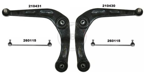Комплект рычагов перед. 206 98-12 a.B.S 219903 Комплект рычагов перед. 206 98-12 a.B.S 219903