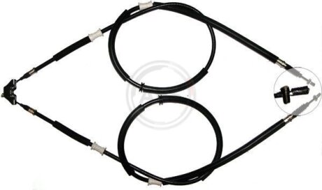 Трос ручного гальма зад. Astra G 98- (диск) (1592/1403x2) (Lucas) a.B.S K16945 на Опель Астра g