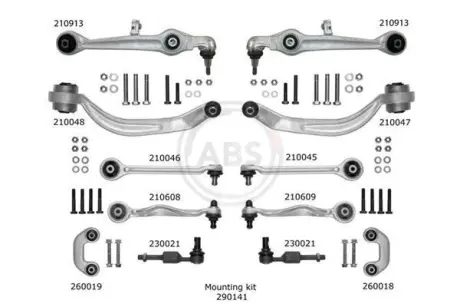 К-кт рычагов пер подвески Audi A6/Superb/Passat B5 (с тонким пальцем) A.B.S 219902