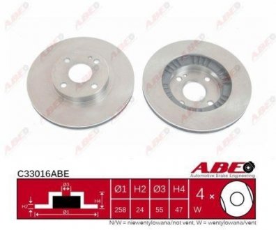 Вентилируемый тормозной диск abe C33016ABE