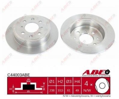 Задний тормозной диск abe C44003ABE