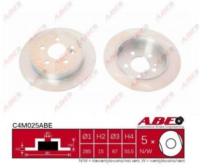 Задний тормозной диск abe C4M025ABE