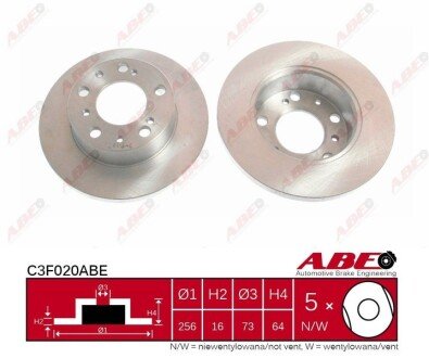 Передній гальмівний (тормозний) диск abe C3F020ABE