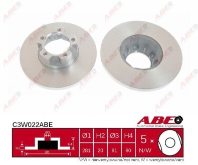 Передний тормозной диск abe C3W022ABE на Фольксваген Лт 35