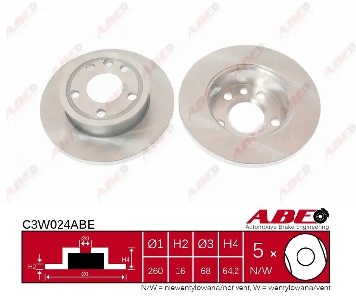 Передний тормозной диск ABE C3W024ABE