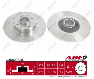 Тормозной диск abe C4R022ABE на Рено Меган 2