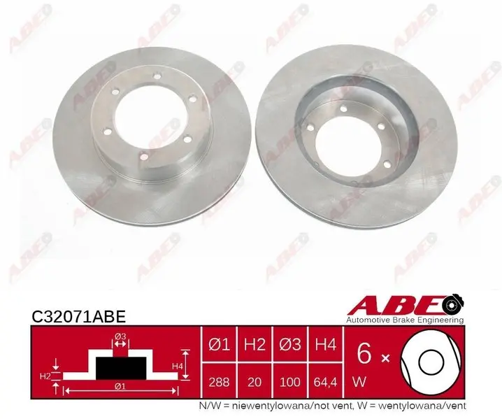 Вентилируемый тормозной диск ABE C32071ABE