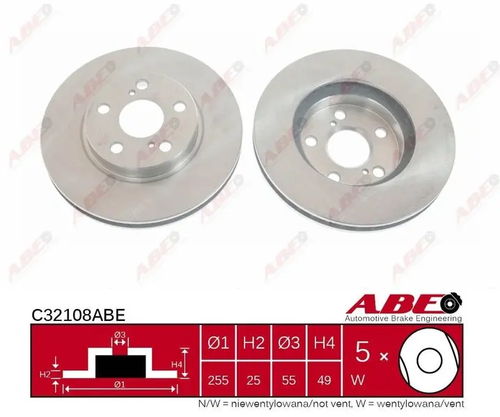 Вентилируемый тормозной диск ABE C32108ABE