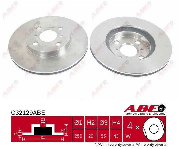 Вентилируемый тормозной диск ABE C32129ABE