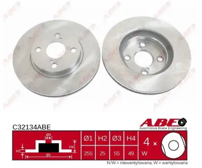 Вентилируемый тормозной диск ABE C32134ABE Тойота Королла е150