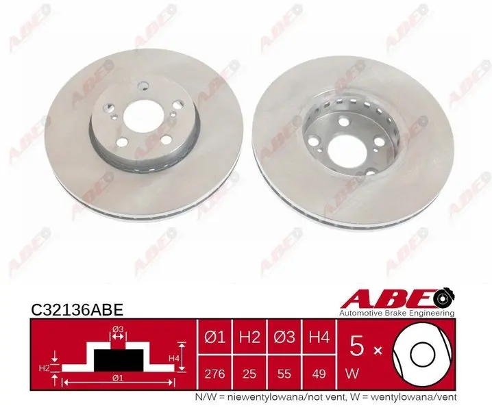 Вентилируемый тормозной диск ABE C32136ABE
