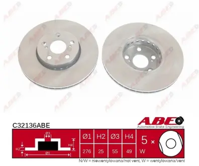Вентилируемый тормозной диск ABE C32136ABE Тойота Авенсис т22
