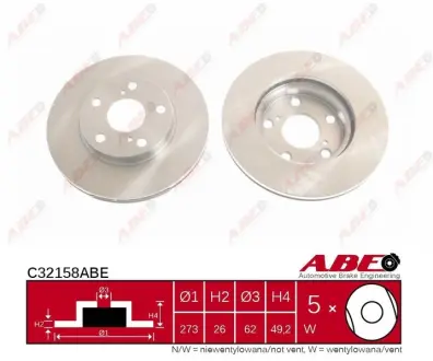 Вентилируемый тормозной диск ABE C32158ABE Тойота Королла е150