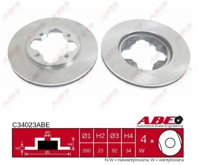 Вентилируемый тормозной диск ABE C34023ABE