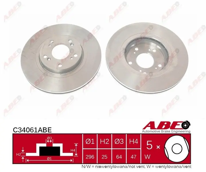 Вентилируемый тормозной диск ABE C34061ABE