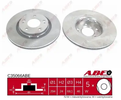 Вентилируемый тормозной диск ABE C35066ABE Пежо 4007