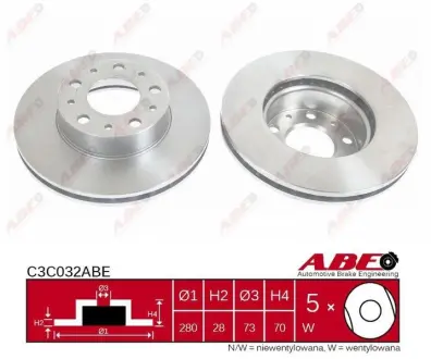 Вентильований гальмівний диск ABE C3C032ABE