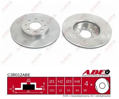 Вентильований гальмівний диск ABE C3R012ABE