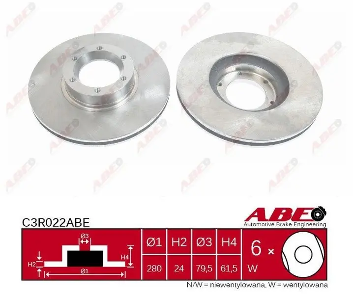 Вентилируемый тормозной диск ABE C3R022ABE