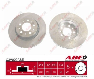 Вентилируемый тормозной диск abe C3V009ABE на Вольво 940