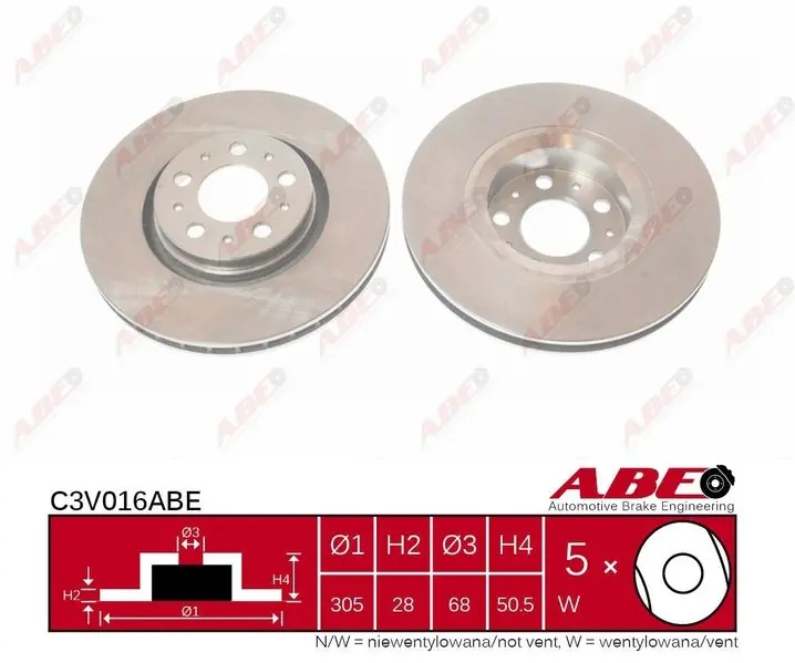 Вентилируемый тормозной диск ABE C3V016ABE