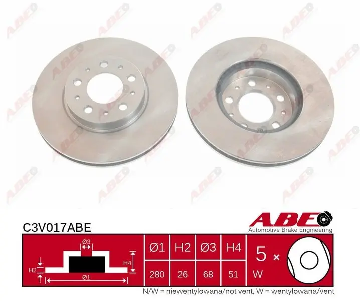 Вентилируемый тормозной диск ABE C3V017ABE