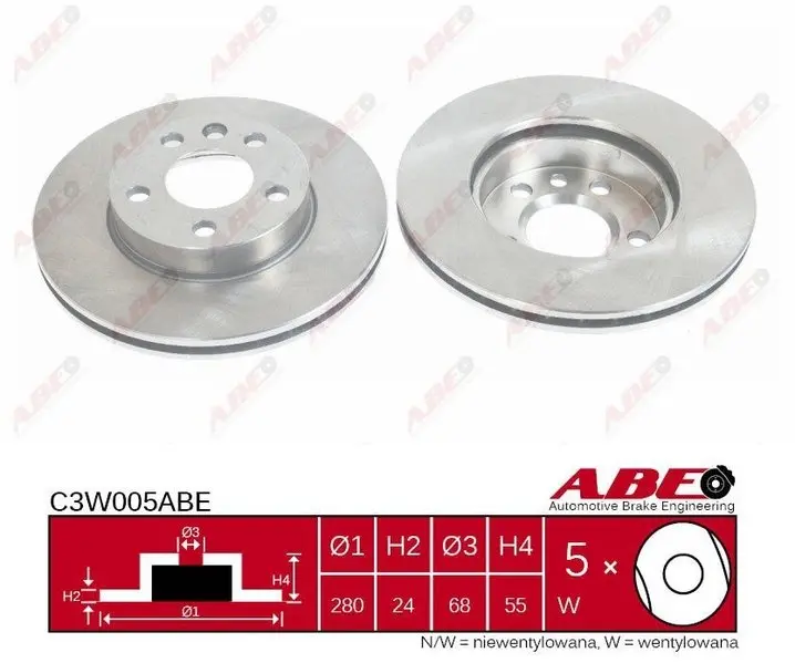 Вентилируемый тормозной диск ABE C3W005ABE