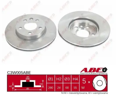Вентилируемый тормозной диск ABE C3W005ABE