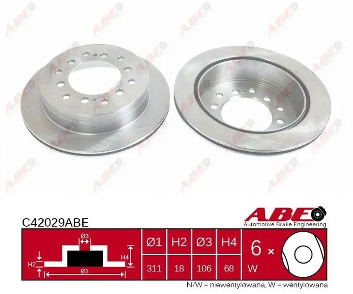 Вентилируемый тормозной диск ABE C42029ABE