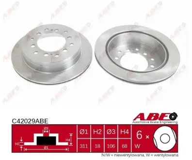 Вентилируемый тормозной диск ABE C42029ABE Тойота Ленд крузер прадо 120