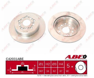 Вентильований гальмівний диск abe C42031ABE