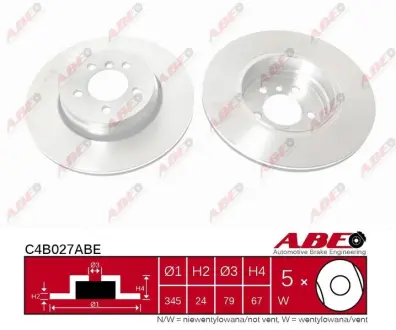 Вентильований гальмівний диск ABE C4B027ABE Бмв E63