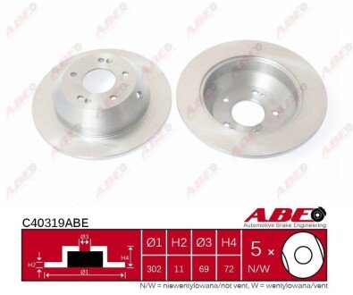 Задний тормозной диск abe C40319ABE на Hyundai Санта фе 2