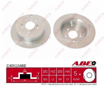 Задний тормозной диск abe C40512ABE на Hyundai Санта фе 2