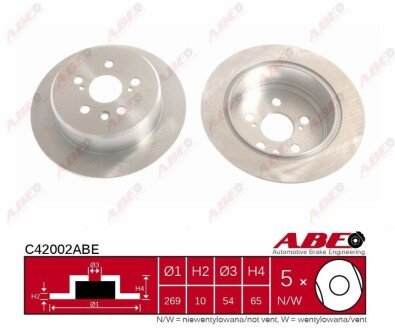 Задній гальмівний (тормозний) диск abe C42002ABE на Лексус Es 300