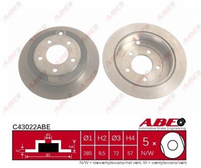 Задний тормозной диск abe C43022ABE на Мазда Кседос 9