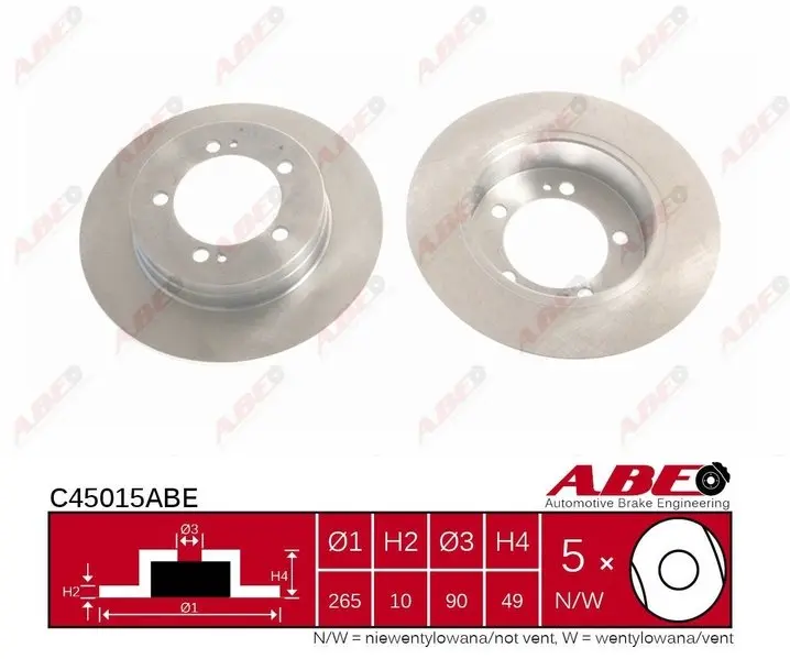 Задний тормозной диск ABE C45015ABE