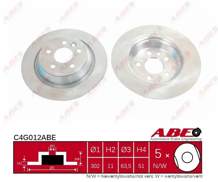 Задний тормозной диск ABE C4G012ABE