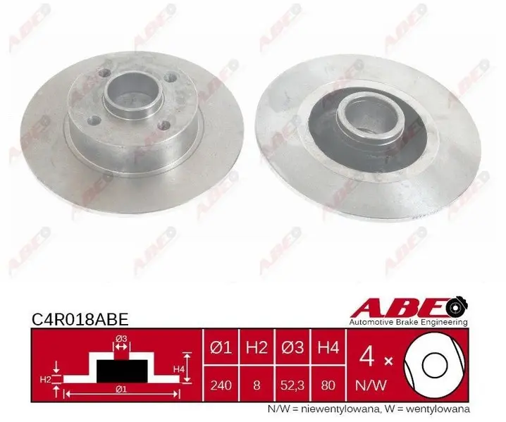 Задний тормозной диск ABE C4R018ABE