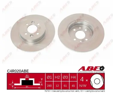 Задний тормозной диск ABE C4R020ABE Рено Express