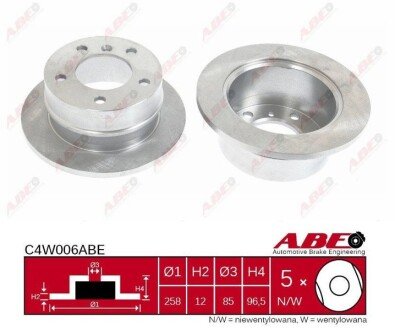 Задний тормозной диск abe C4W006ABE на Фольксваген Лт 28