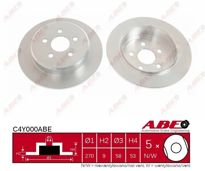Задний тормозной диск ABE C4Y000ABE