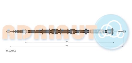 FIAT Трос ручного тормоза лев/прав 500L 12- adriauto 1102672 на Фиат 500-500с-500е-500l-500x