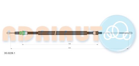 CITROEN трос ручного гальма задн. диск. механ. 1910/1105 мм C3 III, PEUGEOT 208 I adriauto 3502291 на Пежо 2008