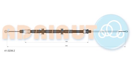 RENAULT Трос ручного тормоза Kangoo II (лев/пр.) диск. (дл. база) (2392/1297mm) adriauto 4102392