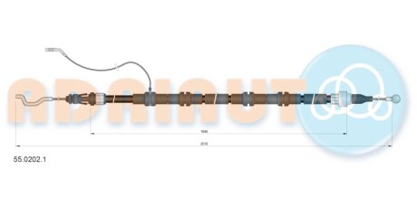VW Трос ручного гальма задній (довга база) TRANSPORTER T5 2.5 04-09 adriauto 5502021 на Фольксваген Транспортер т5