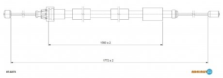 CITROEN Трос ручного тормоза лев.Xsara Picasso 00- adriauto 070273 на Ситроен Ксара пикассо