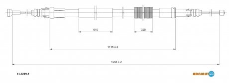CITROEN Трос ручного тормоза прав.Jumpy,Fiat Scudo,Peugeot 07- (1255/1114mm) adriauto 11.0249.2