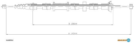 FIAT трос ручного гальма задн. лів. 500 07- adriauto 1102332 на Фиат Панда