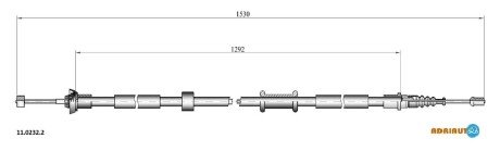 FIAT трос ручного гальма задн. прав. 500 07- adriauto 1102322 на Фиат Панда